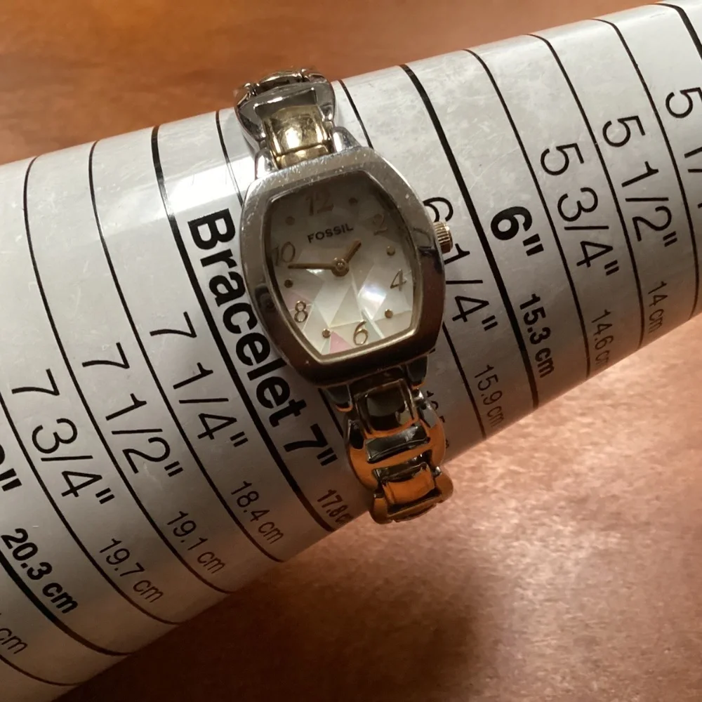 Fossil Women’s Watch ES 1427 MOP Mosaic Silver Gold-tone 20 mm